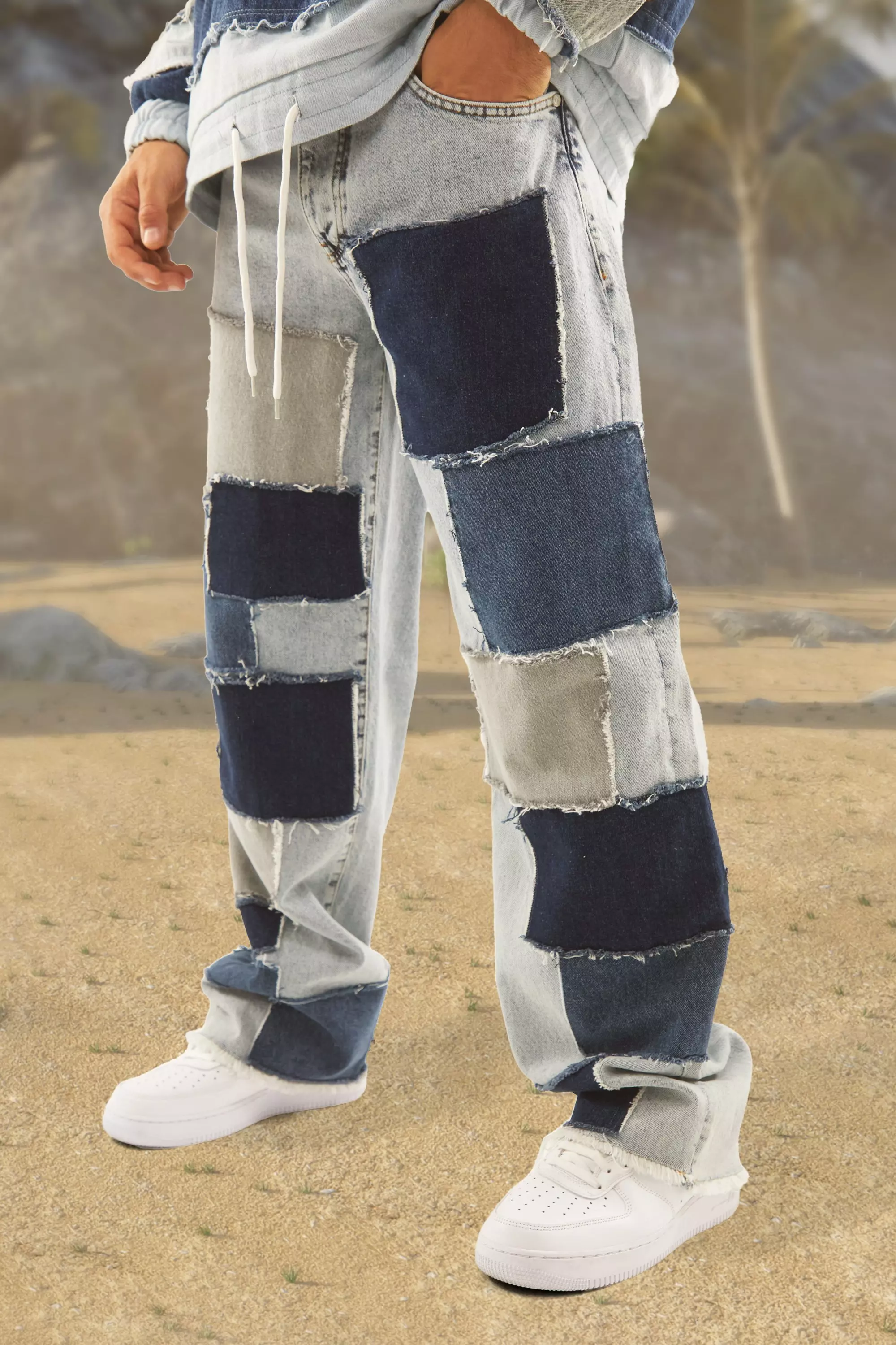 Patchwork jeans hot sale